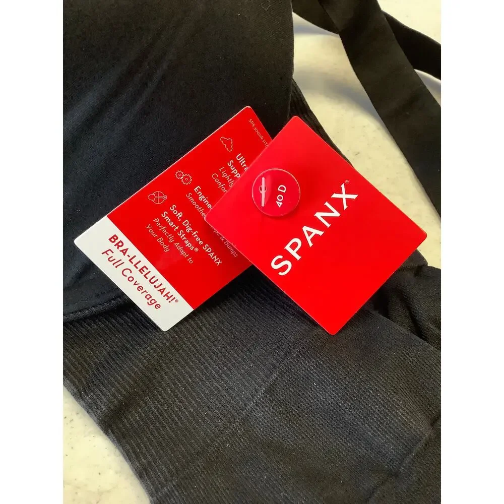 SPANX Sz 40D Black Bra-llelujah! Lightly Lined Full Coverage Bra Lingerie O16-15 - Picture 8 of 9